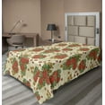thumbnail image 1 of Ambesonne Orange Flat Sheet, Flowers in Autumn Theme, Twin Size, Orange and Olive Green, 1 of 1