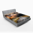 thumbnail image 1 of Ambesonne Orange Grey Fitted Sheet, Dusty Storm Clouds, Queen Size, Orange Grey, 1 of 3