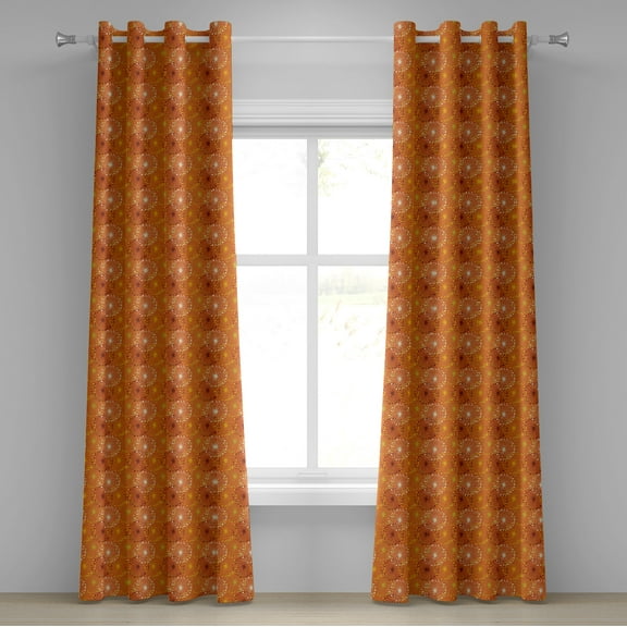 Ambesonne Orange Grommet Curtain, Grunge Radial Pattern, 50" x 72", Yellow Brown White