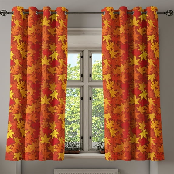 Ambesonne Orange Grommet Curtain, Nature Designs, 50" x 63", Burnt Orange