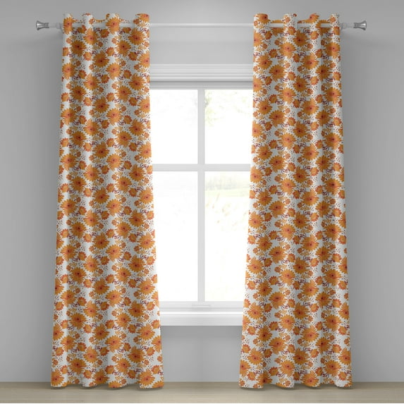 Ambesonne Orange Grommet Curtain, Old Damask Traditional, 50" x 84", Orange Marigold Maroon
