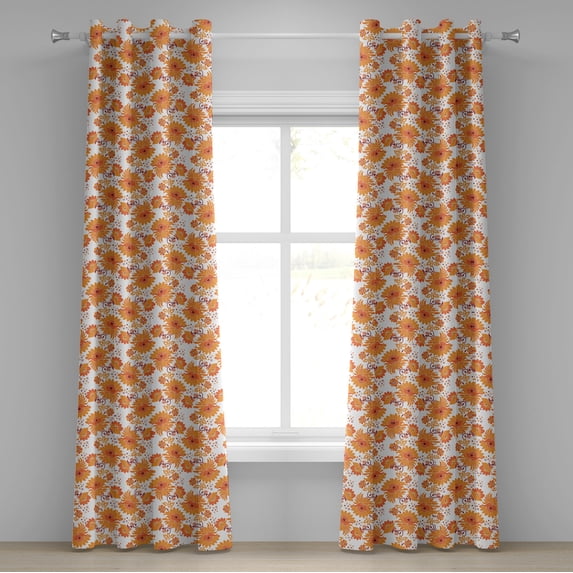 Ambesonne Orange Grommet Curtain, Old Damask Traditional, 50" x 96", Orange Marigold Maroon