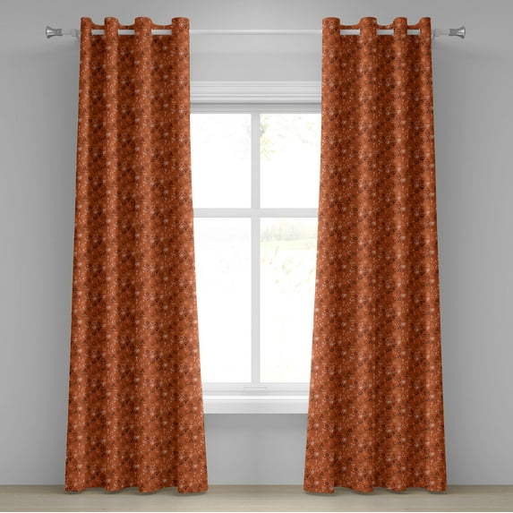 Ambesonne Orange Grommet Curtain, Western Aztec Forms, 50" x 72", Red
