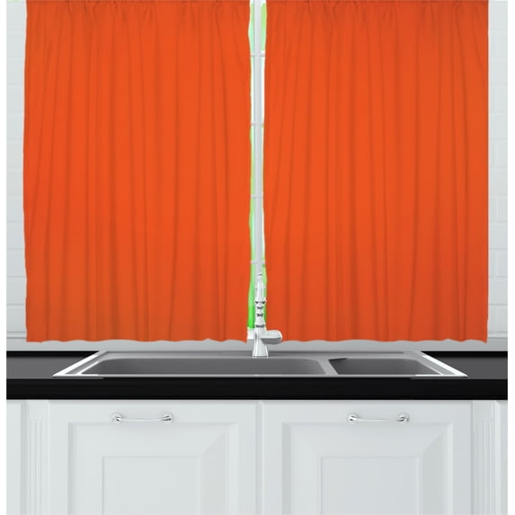 Ambesonne Orange Kitchen Curtains, Retro Bohemian Ethnic, 55"x45", Orange