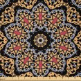 thumbnail image 1 of Ambesonne Orange Mandala Fabric by the Yard Microfiber, Eastern Mosaic Art, 3 Yards, Black Pale Maroon, 1 of 2
