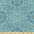 thumbnail image 1 of Ambesonne Orange Mandala Fabric by the Yard Upholstery, Boho Folk Floral, 5 Yards, Sky Blue and Dark Tan, 1 of 5