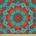 thumbnail image 1 of Ambesonne Orange Mandala Fabric by the Yard Upholstery, Folk Summer Colors, 1 Yard, Vermilion Sea Blue and Teal, 1 of 5