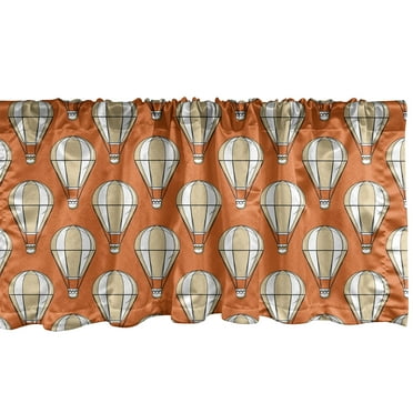 Ambesonne Orange Pattern Window Valance, Air Balloons Crafts, 54" X 18", Vermilion Ecru and White