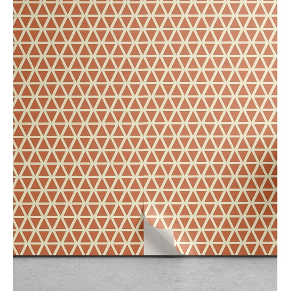 Ambesonne Orange Peel & Stick Wallpaper for Home, Groovy Soft Triangles, 13"x72", Pale Orange Ivory