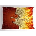 thumbnail image 1 of Ambesonne Orange Pillow Sham, Phoenix Bird in Warm Tones, 36" X 20", Orange and Yellow, 1 of 2