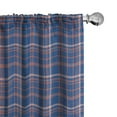 thumbnail image 1 of Ambesonne Orange Plaid Curtains, Dash Line Classic Art, Pair of 28"x63", Dark Sky Blue and Peach, 1 of 4