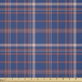 thumbnail image 1 of Ambesonne Orange Plaid Fabric by the Yard Microfiber, Dash Line Classic Art, 2 Yards, Dark Sky Blue and Peach, 1 of 1