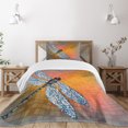 thumbnail image 1 of Ambesonne Orange Quilted Bedspread Set 2 Pcs, Drangonfly Digital Theme, Twin Size, Multicolor, 1 of 5