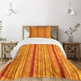 thumbnail image 1 of Ambesonne Orange Quilted Bedspread Set 2 Pcs, Vertical Stripes Floral, Twin Size, Orange Yellow, 1 of 3