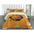 thumbnail image 1 of Ambesonne Orange Quilted Bedspread Set 3 Pcs, Basketball Splash Style, Queen Size, Orange Black, 1 of 5