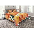 thumbnail image 1 of Ambesonne Orange Quilted Bedspread Set 3 Pcs, Floral Tulip Garden, King Size, Orange, 1 of 3