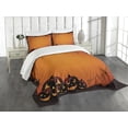 thumbnail image 1 of Ambesonne Orange Quilted Bedspread Set 3 Pcs, Halloween Pumpkin Scary, King Size, Seal Brown Orange, 1 of 5