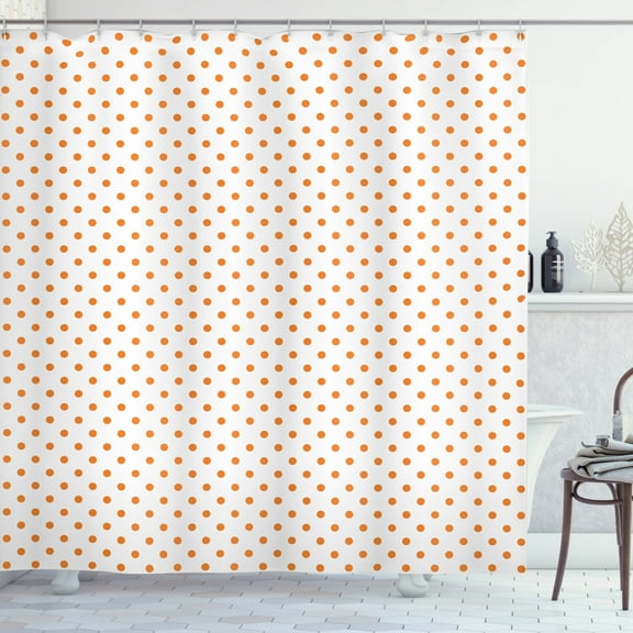 Ambesonne Orange Shower Curtain, Spotted Tile Pattern, 69"Wx75"L, Orange White