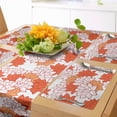 thumbnail image 1 of Ambesonne Orange Table Runner & Placemats, Blooming Lotus Leaves, Placemat 4 pcs + Runner 16"x90", Orange Ruby Salmon, 1 of 2