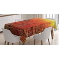 thumbnail image 1 of Ambesonne Orange Tablecloth Rectangular Table Cover, Grunge Retro Mosaic, 52"x70", Orange Yellow, 1 of 4