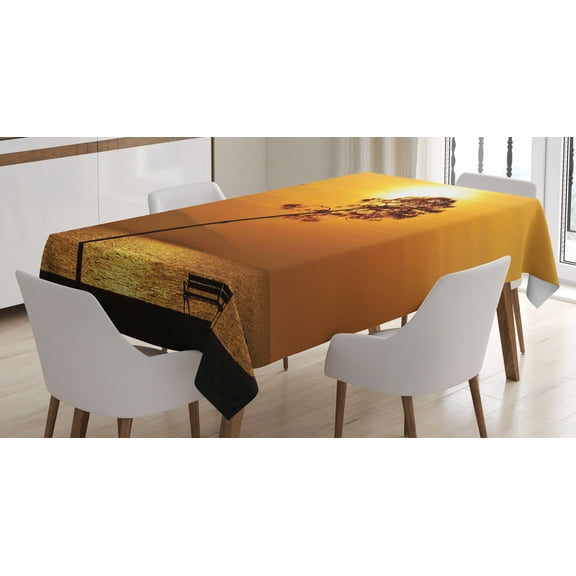 Ambesonne Orange Tablecloth Rectangular Table Cover, Romantic Sunset Twilight, 60"x84", Orange
