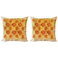 thumbnail image 1 of Ambesonne Orange Throw Pillow Cover 2 Pack, Grunge Rose Floral Art, 18", Orange Tan, 1 of 7