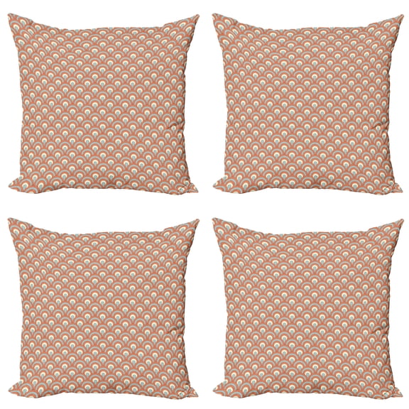 Ambesonne Orange Throw Pillow Cover 4 Pack, Curvy Waves Overlapping, 24", Pale Yellow Pale Blue