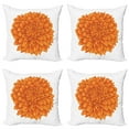 thumbnail image 1 of Ambesonne Orange Throw Pillow Cover 4 Pack, Dahlia Flower Floral, 20", Orange, 1 of 7