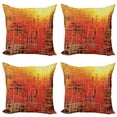 thumbnail image 1 of Ambesonne Orange Throw Pillow Cover 4 Pack, Grunge Retro Mosaic, 24", Orange Yellow, 1 of 7
