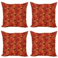 thumbnail image 1 of Ambesonne Orange Throw Pillow Cover 4 Pack, Grungy Flower Romantic, 24", Orange, 1 of 5