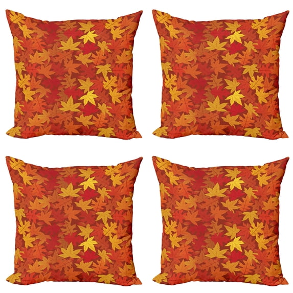Ambesonne Orange Throw Pillow Cover 4 Pack, Nature Designs, 18", Burnt Orange