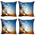thumbnail image 1 of Ambesonne Orange Throw Pillow Cover 4 Pack, Sunbeams in Sky Scenery, 24", Orange Blue, 1 of 7