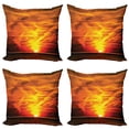 thumbnail image 1 of Ambesonne Orange Throw Pillow Cover 4 Pack, Sunset over Horizon Sea, 16", Orange, 1 of 5