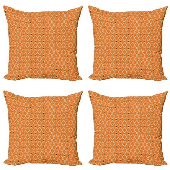 Ambesonne Orange Throw Pillow Cover 4 Pack, Trippy Inspired, 18", Multicolor