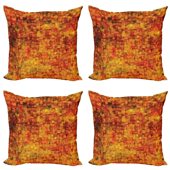 Ambesonne Orange Throw Pillow Cover 4 Pack, Vintage Mosaic Grunge, 20", Orange Mustard