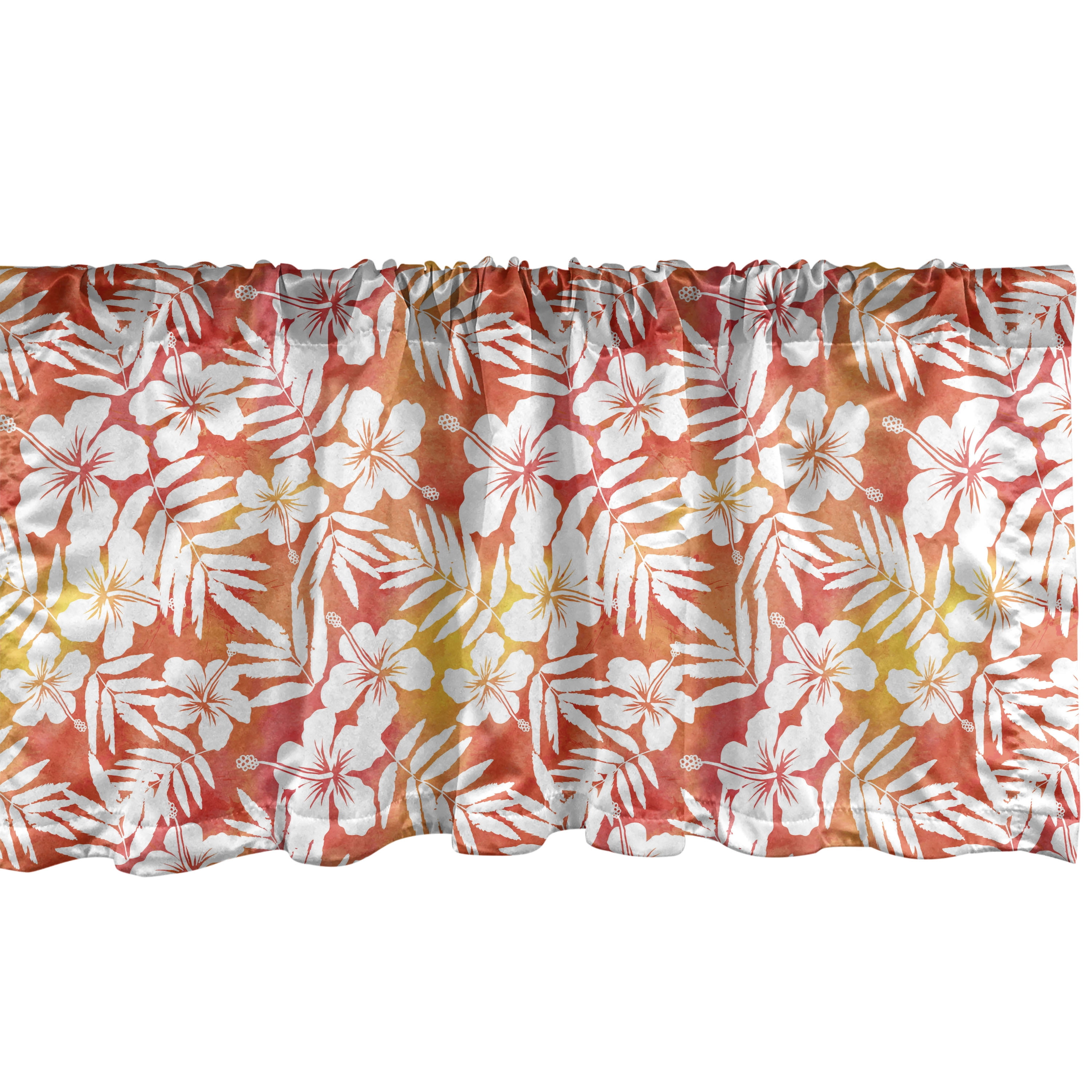 Ambesonne Orange Window Valance, Fantasy Watercolor Aloha, 54