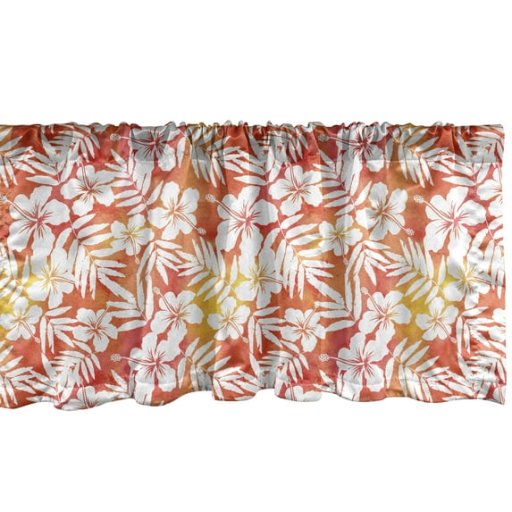 Ambesonne Orange Window Valance, Fantasy Watercolor Aloha, 54" X 12", Yellow Coral White