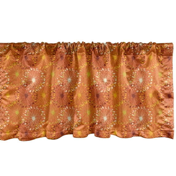 Ambesonne Orange Window Valance, Grunge Radial Pattern, 54" X 18", Yellow Brown White