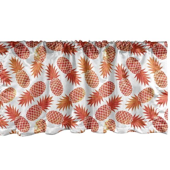 Ambesonne Orange Window Valance, Vintage Tropical Exotic, 54" X 12", Orange White