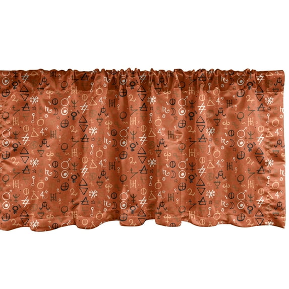 Ambesonne Orange Window Valance, Western Aztec Forms, 54" X 18", Red