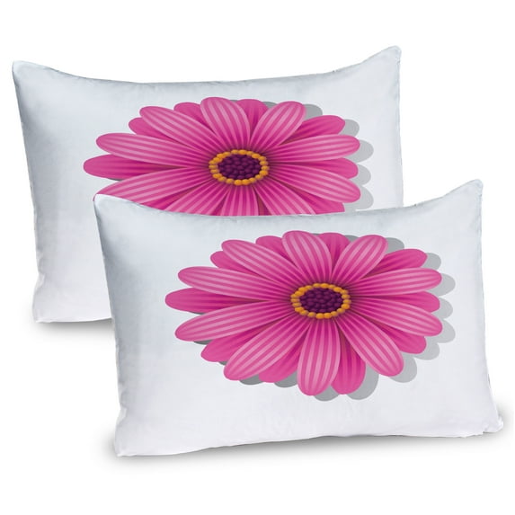Ambesonne Orange and Pink Pillow Sham 2 Pack, Gerbera Daisy, 30"x20", Purple Pink Pale Orange