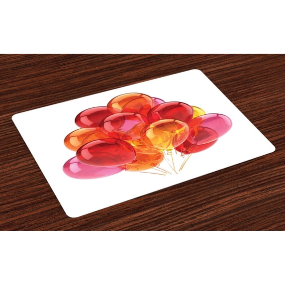 Ambesonne Orange and Pink Place Mats Set of 4, Warm Balloons, Standard Size, Multicolor