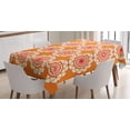 thumbnail image 1 of Ambesonne Orange and Pink Tablecloth Rectangular Table Cover, Geometric Retro Art, 52"x70", Orange Ivory and Pink, 1 of 4