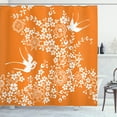 thumbnail image 1 of Ambesonne Orange and White Shower Curtain, Flowers Birds, 69"Wx84"L, Orange and White, 1 of 3