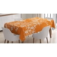 thumbnail image 1 of Ambesonne Orange and White Tablecloth Rectangular Table Cover, Flora Fauna, 52"x70", Orange and White, 1 of 3