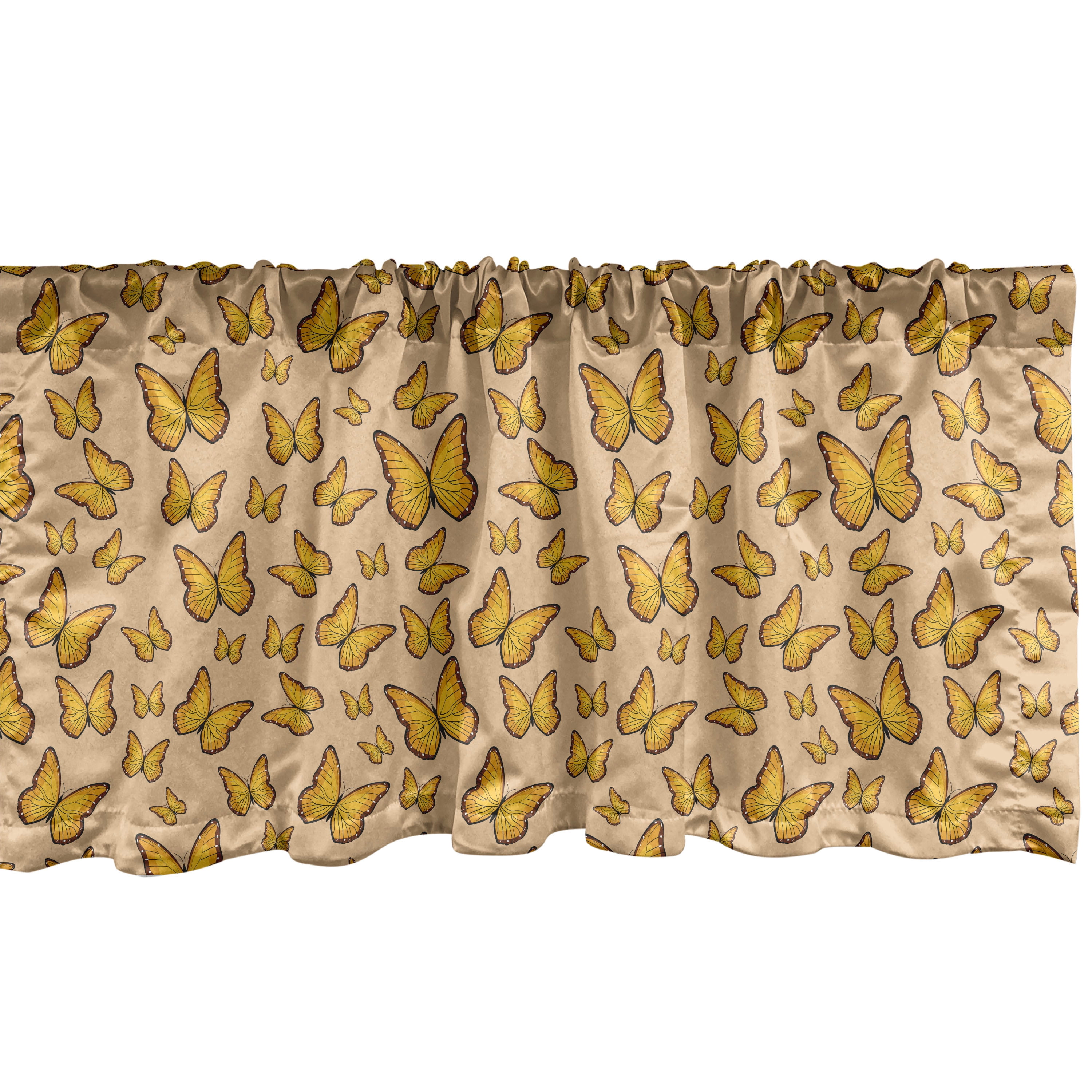 Ambesonne Orange and Yellow Window Valance, Butterflies Fly, 54