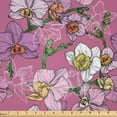 thumbnail image 1 of Ambesonne Orchid Fabric by the Yard Microfiber, Feminine Floral Motif, 2 Yards, Pale Fuchsia and Multicolor, 1 of 2