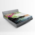 thumbnail image 1 of Ambesonne Orchid Fitted Sheet, Tree and Exotic Wild Flower, Full Size, Charcoal Grey Lime Green, 1 of 2