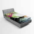 thumbnail image 1 of Ambesonne Orchid Fitted Sheet, Tree and Exotic Wild Flower, Twin XL Size, Charcoal Grey Lime Green, 1 of 2