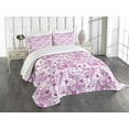 thumbnail image 1 of Ambesonne Orchid Quilted Bedspread Set 3 Pcs, Ornate Floral Curly Leaf, King Size, Lilac Magenta White, 1 of 5